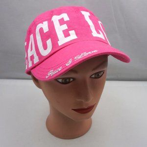 Peace & Love Hat Pink Women's Adjustable Cadet Mil